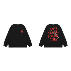 Anti Social Social Club Spider Red Logo Long Sleeve T-Shirt - Black