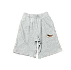 Grey Vintage Oval Graphic Shorts – Oversized Streetwear Casual Shorts