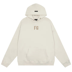 Fog Essentials Off‑White Minimal FG Embroidered Oversized Pullover Hoodie
