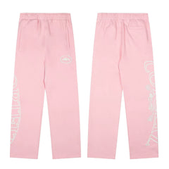 Pink Straight-Leg Sweatpants | Minimalist Streetwear Pants with Graphic Detail