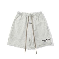Fog Essentials Off‑White Elastic Waist Brown Drawstring Black Logo Print Casual Street Shorts