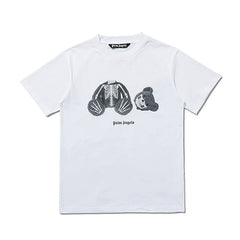 Palm Angel White Skeleton Bear Graphic Tee