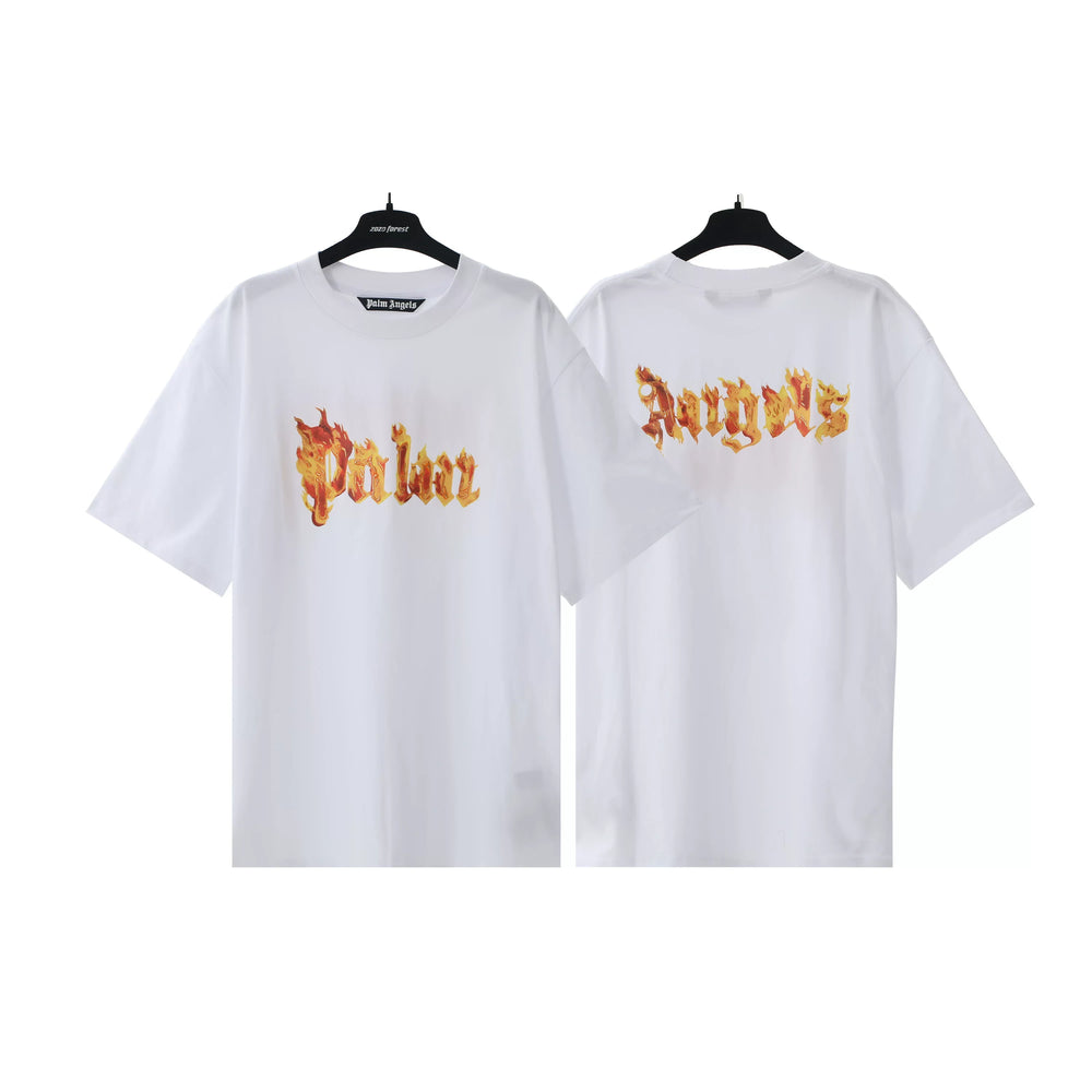 Palm Angels White Flame Letter Print Tee