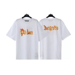 Palm Angels White Flame Letter Print Tee