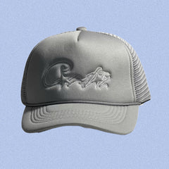 Grey Vintage Trucker Cap | Tonal Embroidered Streetwear Hat