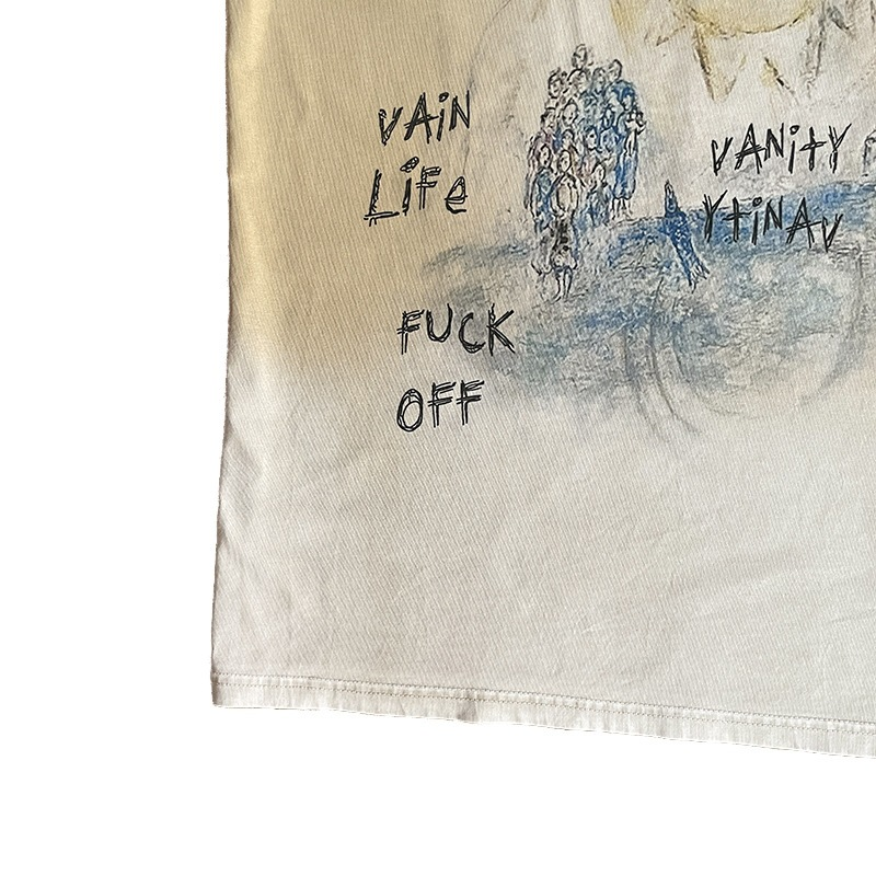 Saint Vanity Sketch Art Graffiti Tee - Washed Beige