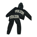 Saint Vanity Retro VAIN Vintage Letter Black Cropped Hoodie & Jogger Matching Tracksuit
