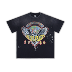 Saint Vanity Tour of the World 1984 Eagle Vintage Cropped Tee - Washed Black