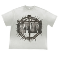 Saint Vanity Thorn Crown Cross Retro Washed Off‑White Oversized Tee