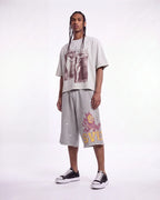 Saint Vanity Burgundy Classical Art Cropped Tee Off‑White