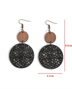 Beautiful Black Leather and Wood Earrings