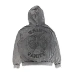 Saint Vanity Vintage Washed Grey Stud Zip Hoodie & Raw Hem Printed Shorts Matching Tracksuit