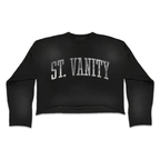 Saint Vanity Retro Varsity Letter Black Cropped Long Sleeve &amp; Baggy Shorts Matching Set
