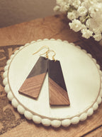 Beautiful Black Resin and Wood Earrings