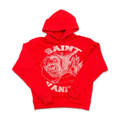 Saint Vanity Retro Faded Griffin‑Print Red Cropped Oversized Hoodie