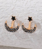 Black Moon and Star Jacket Earrings