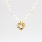 Amber Pearl Heart Necklace