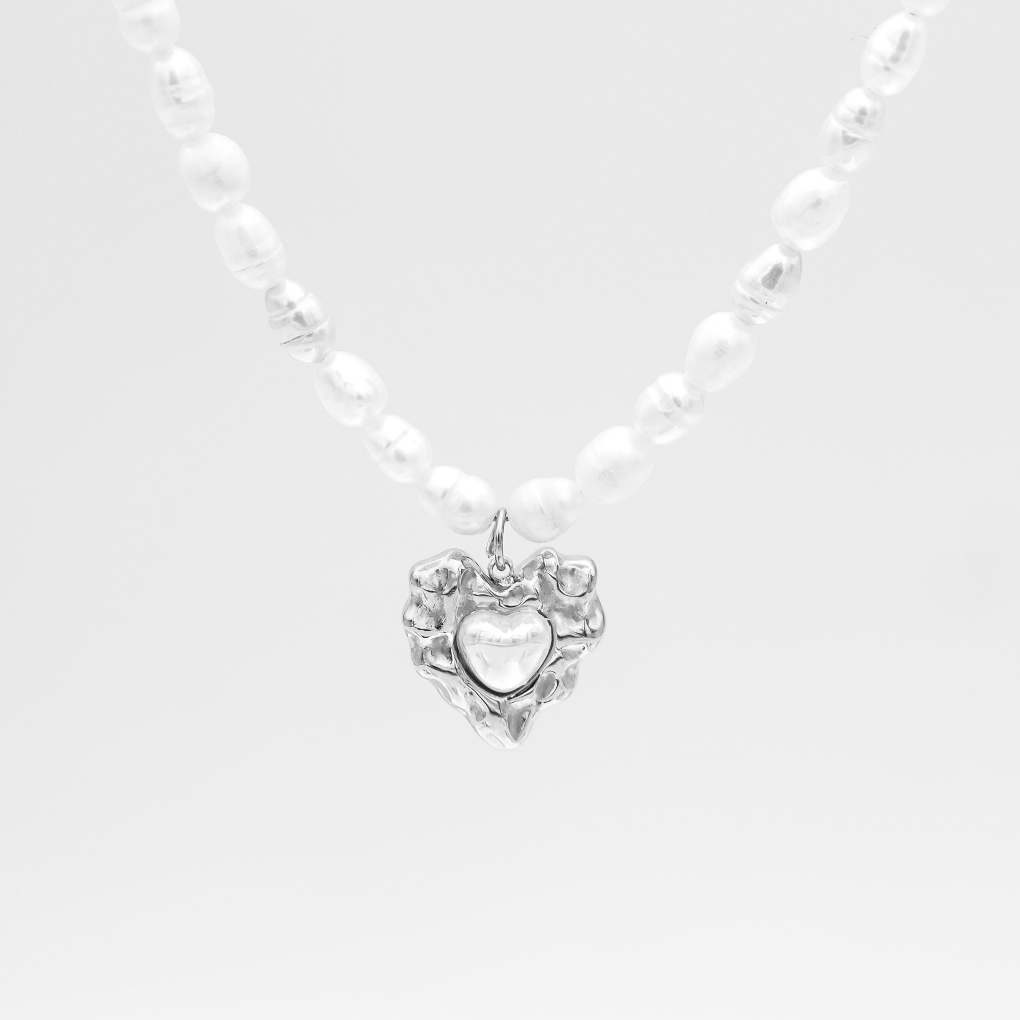 Amber Pearl Heart Necklace