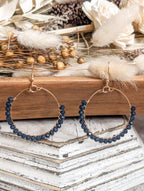 Beautiful Black Beaded Hoop Earrings