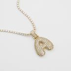 Pave Bubble Letter Initial Necklace