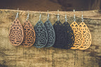 Set of Four Beautiful Carved Wood Earrings