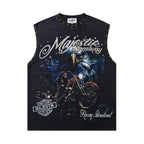 Majestik Eagle Motorcycle Graphic Rivet Sleeveless Tank Top