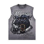 Majestik Black Panther Rivet Washed Sleeveless Tank Top