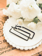 Beautiful Black Metal Rectangle Earrings