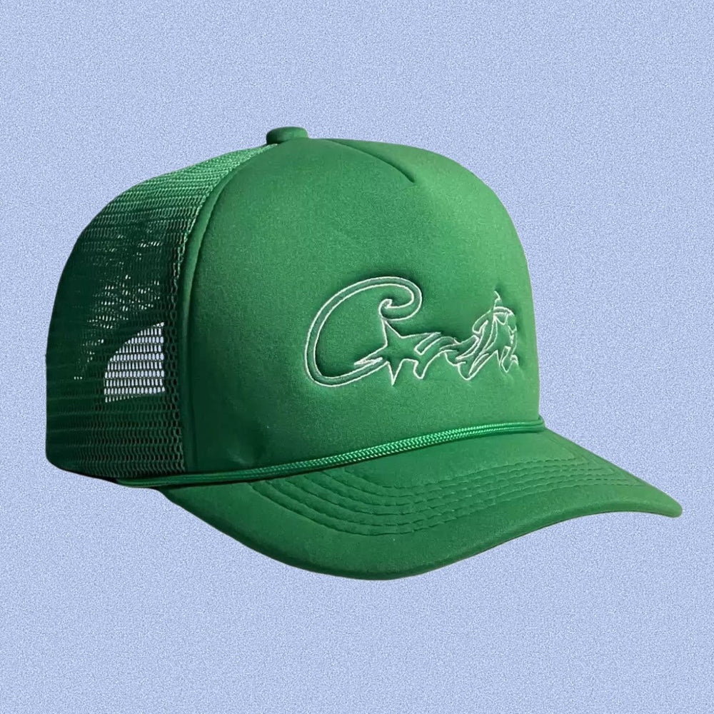 Green Vintage Trucker Cap | Embroidered Streetwear Hat