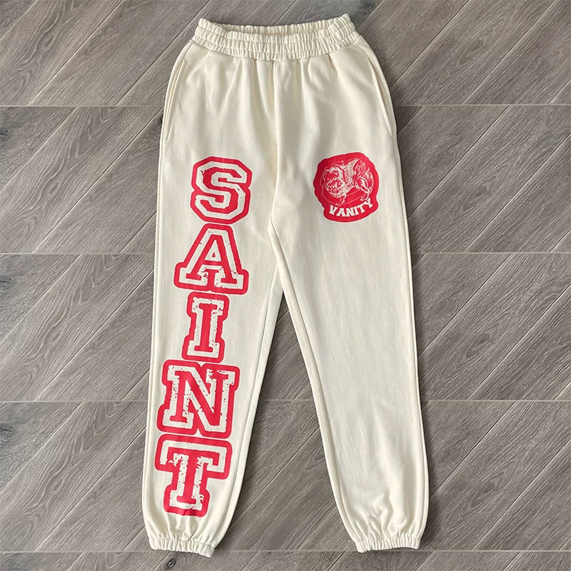 SAINT VANITY Pants Letter Printed American Casual Cotton Pants (1)