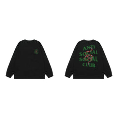 Anti Social Social Club Snake Green Logo Long Sleeve T-Shirt - Black