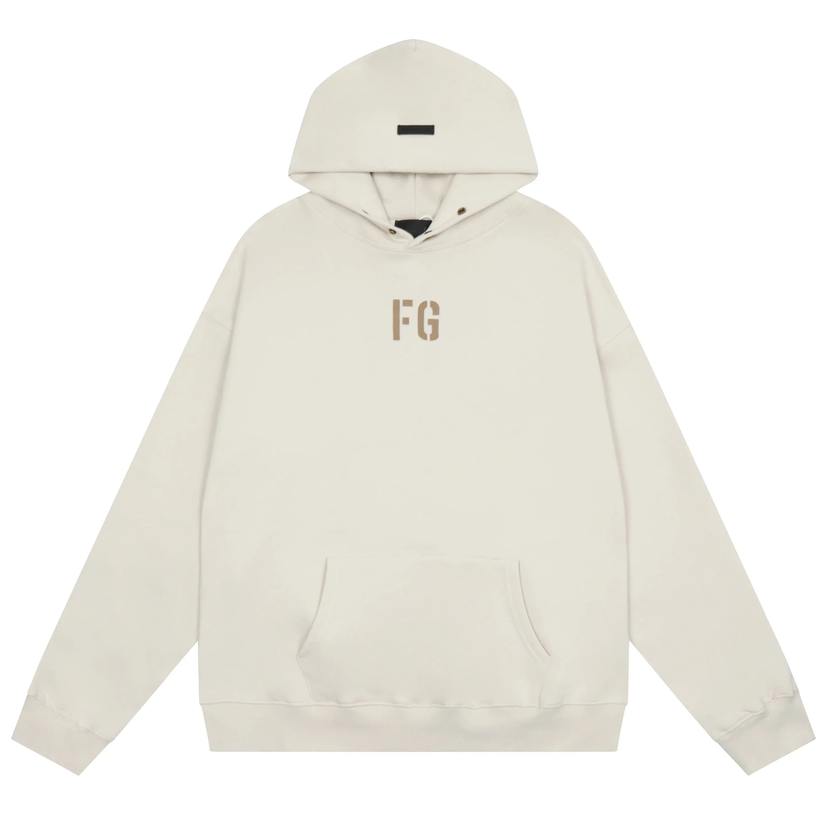 Fog Essentials Off‑White Minimal FG Embroidered Oversized Pullover Hoodie