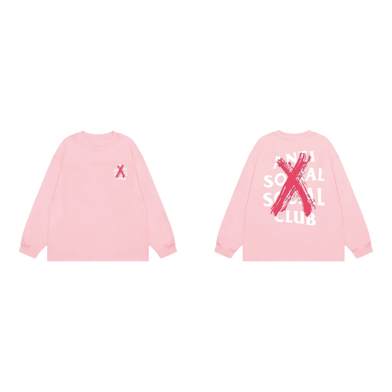 Anti Social Social Club X-Cross Red Logo Long Sleeve T-Shirt - Pink