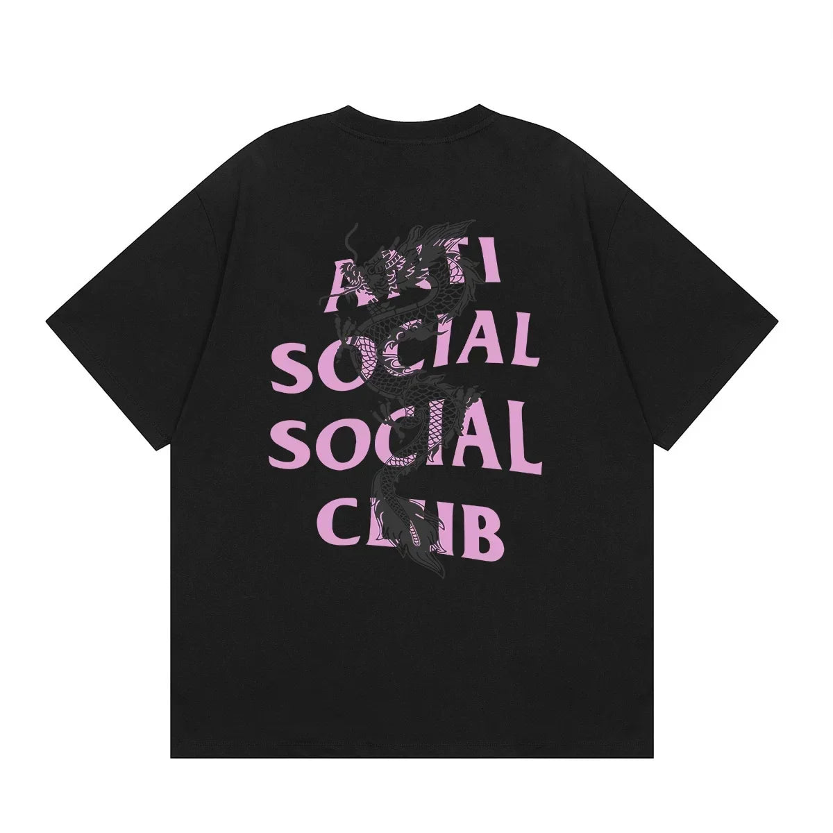 Anti Social Social Club Dragon Pink Logo T-Shirt - Black