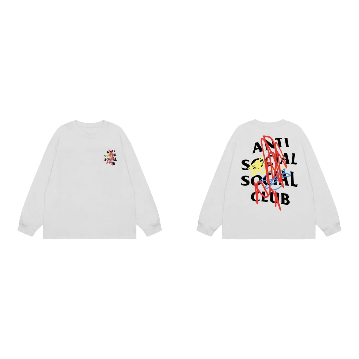 Anti Social Social Club Scribble Logo Long Sleeve T-Shirt - White