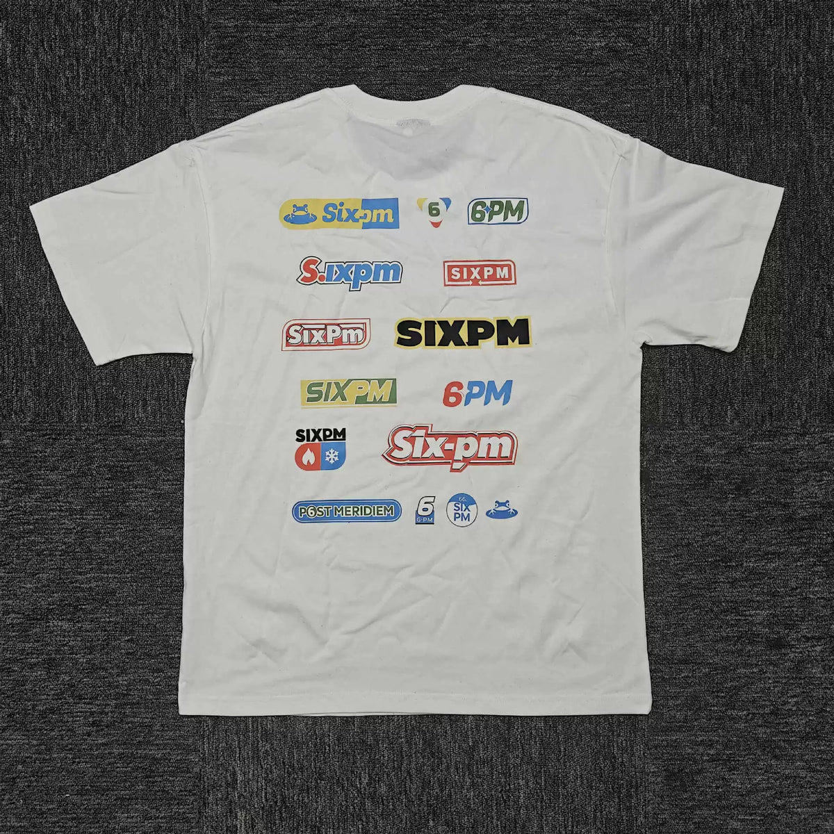 6PM Multi‑Logo Retro Graphic Oversized T‑Shirt