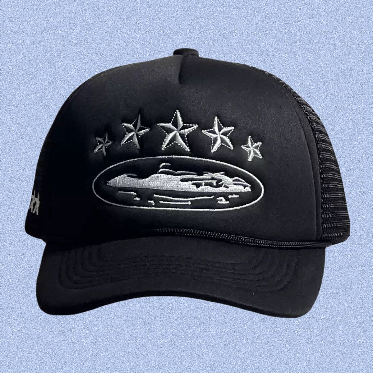 Black Vintage Trucker Cap | Embroidered Streetwear Hat