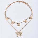Butterfly Layered Pendant Necklace