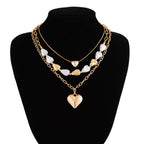 Pearl Tassel Heart Choker Necklace