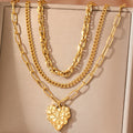 3pc Chunky Heart Pendant Necklace Set