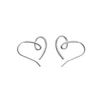 925 Silver Textured Heart Hook Earrings