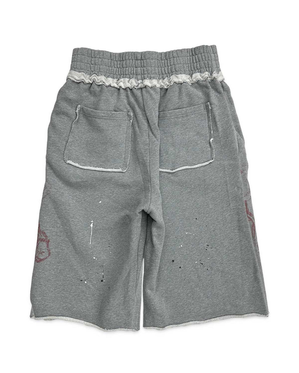 Saint Vanity Red Totem Graphic Splatter Sweat Shorts Heather Grey