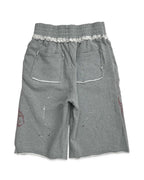 Saint Vanity Red Totem Graphic Splatter Sweat Shorts Heather Grey