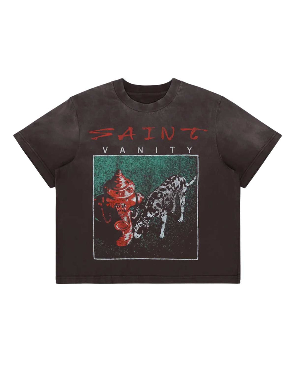 Saint Vanity Tiger Graphic Cropped Tee Washed Black