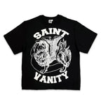 Saint Vanity Lion Vintage Graphic Cropped Tee Black