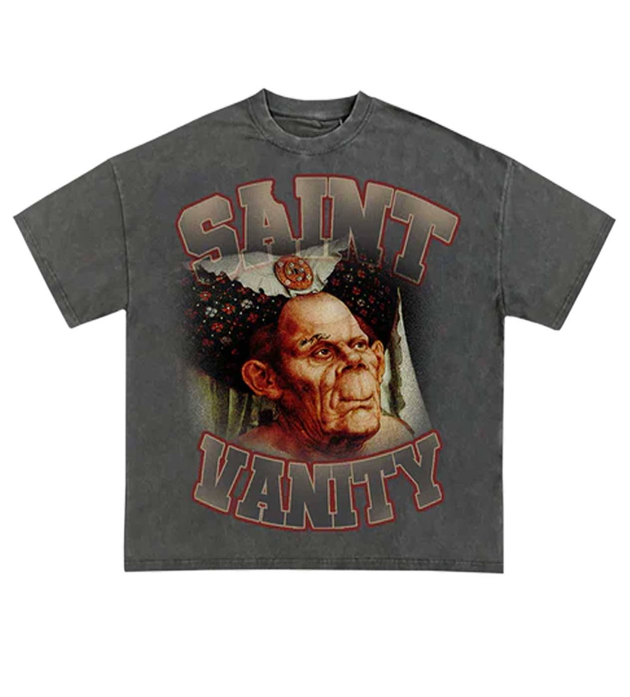 Saint Vanity Monster Portrait Washed Grey Tee