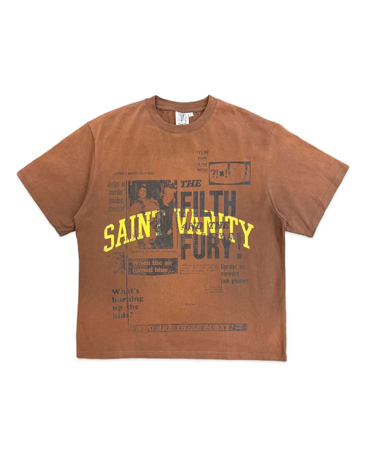 Saint Vanity Newspaper Tee Brown