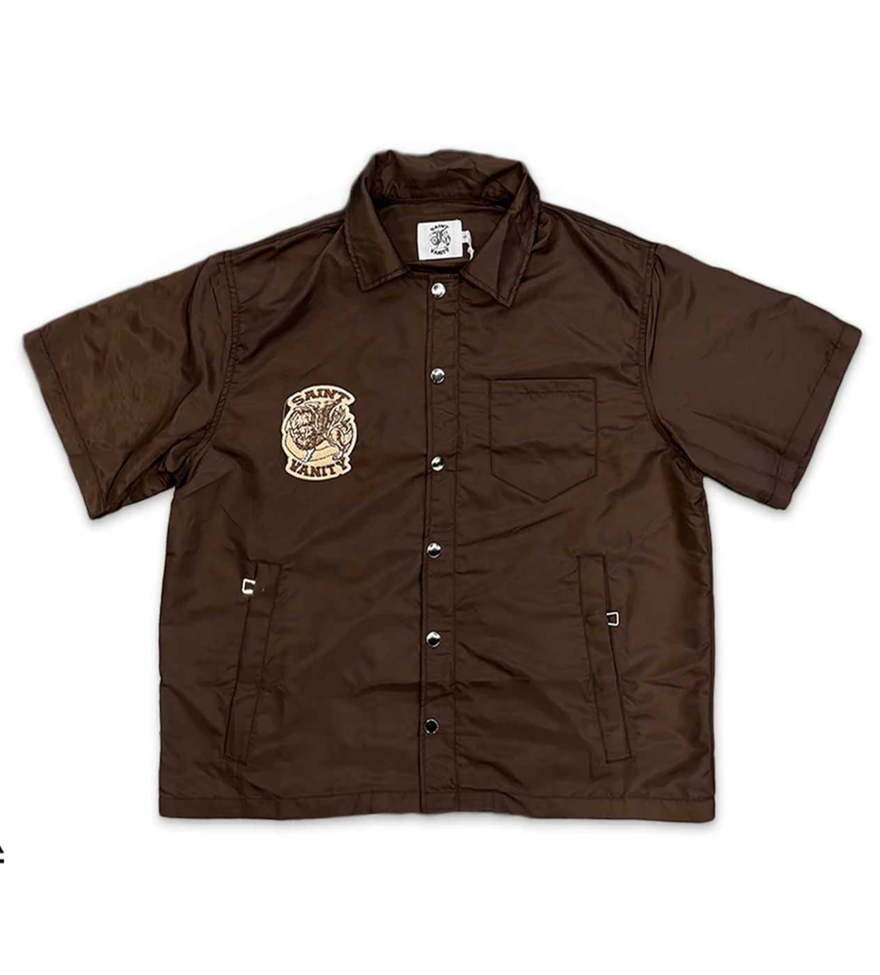 Saint Vanity Brown Cropped Short‑Sleeve Work Shirt