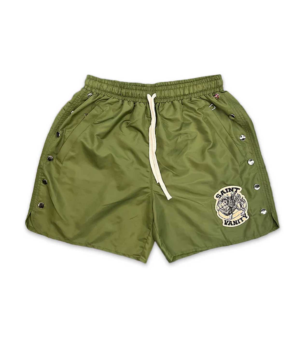 Saint Vanity Logo Rivet Drawstring Street Shorts