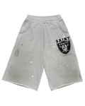 Saint Vanity Shield Logo Splatter Paint Sweat Shorts Heather Grey